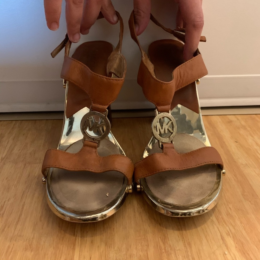 Michael Kors Tan Leather Heeled Sandals